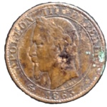 Napoleonische Münze aus dem Jahr 1863